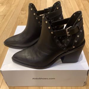 Aldo | Eraodia black leather studded ankle boots